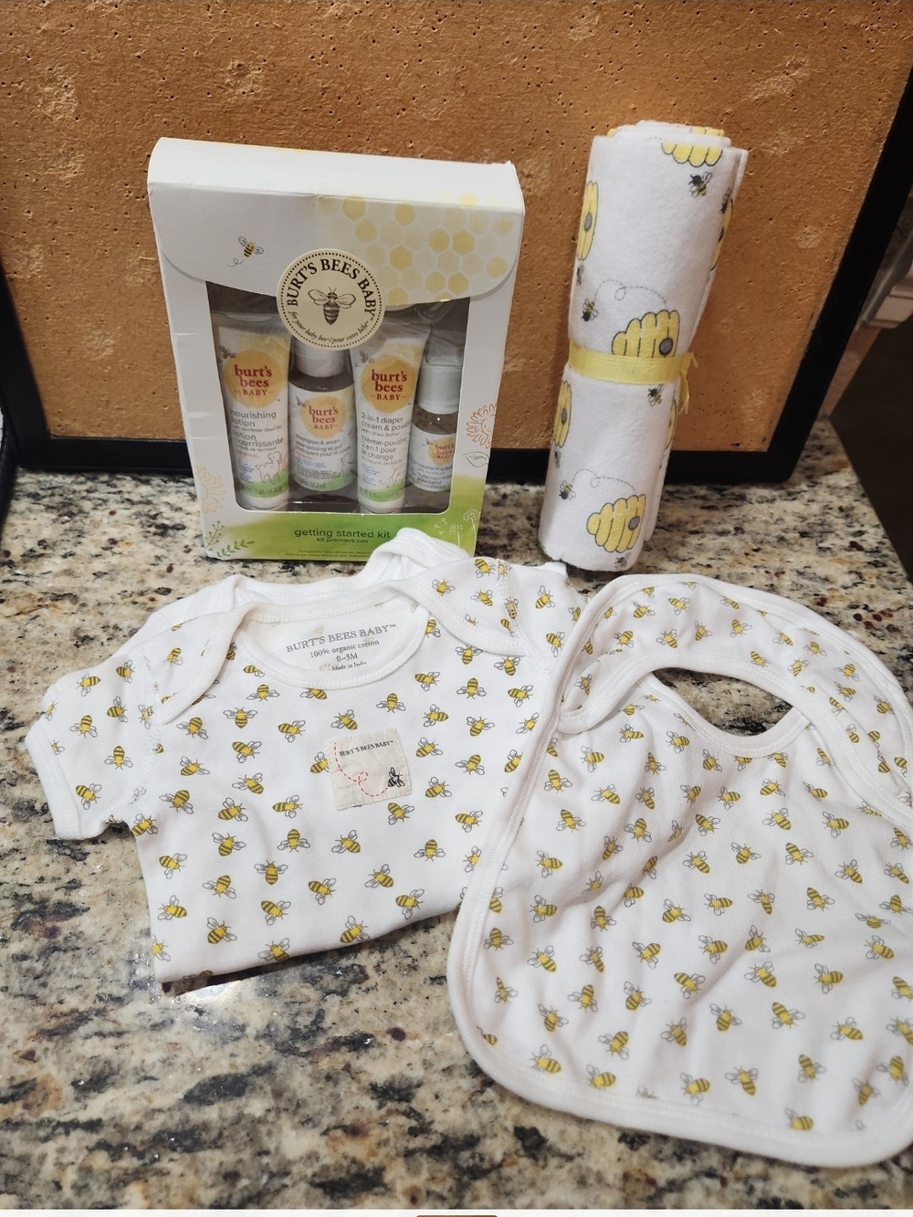 New! Burt's Bees Baby Onies And Bib Gift Set